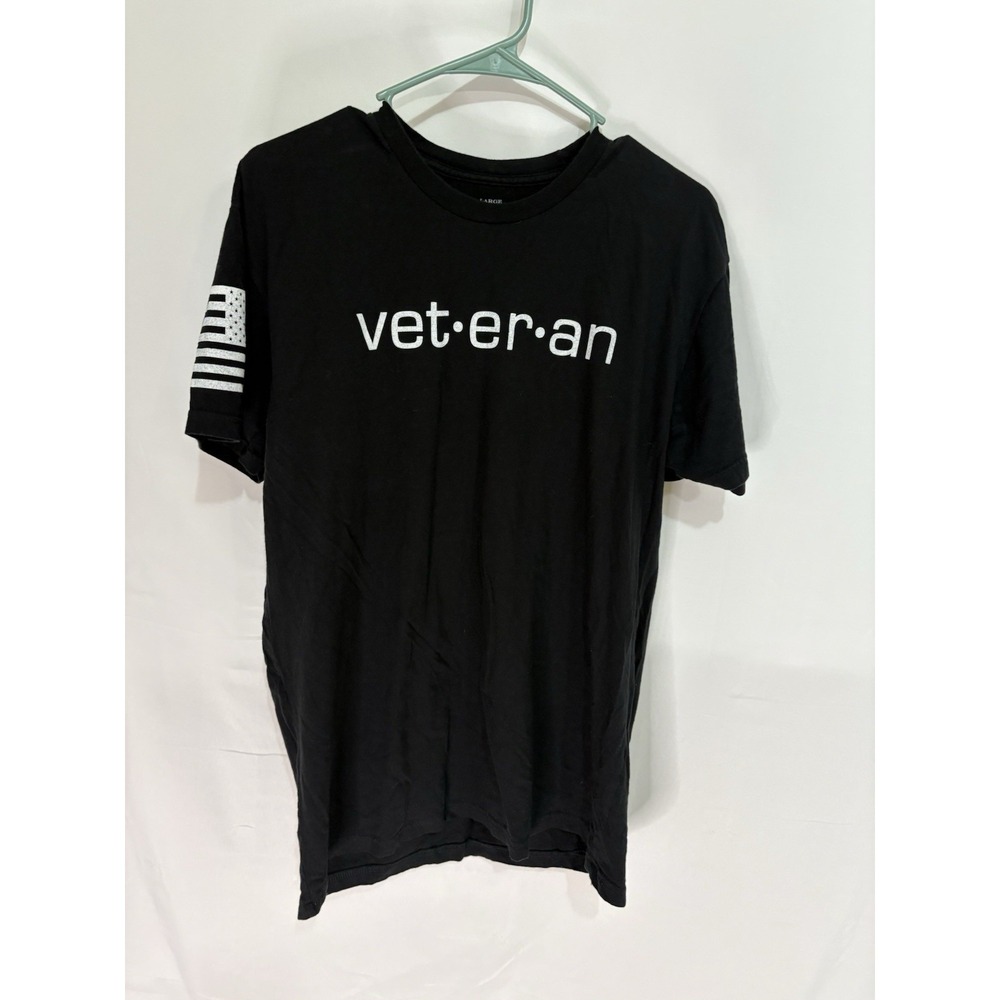 Grunt Style Mens Shirt Black Large Veteran Flag Graphic Quote Blank Check 100%